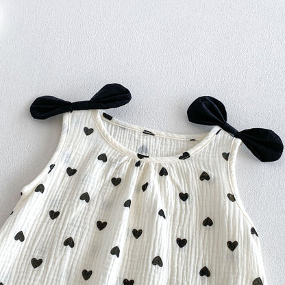 Summer Arrival Baby Girls Sleeveless Hearts Pattern Bodysuit