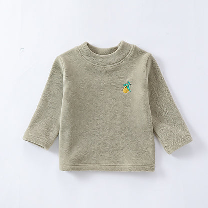 Baby Girls Kids Orlon Fleece Fruit Embroidery Logo Crew Neck Long Sleeve Pullover, MyKids-USA®, Baby & Toddler Outerwear, MyKids-USA - Size/Age - 73 (6-9M) - Color - Green -  -  - TR2312112310-C