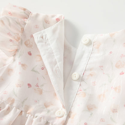 Arrival Spring Baby Girls Floral Pattern Long Sleeves Bodysuit Dress with Butterfly-bow, MyKids-USA®, Baby & Toddler Dresses, MyKids-USA -  -  -  -  -  -  - .