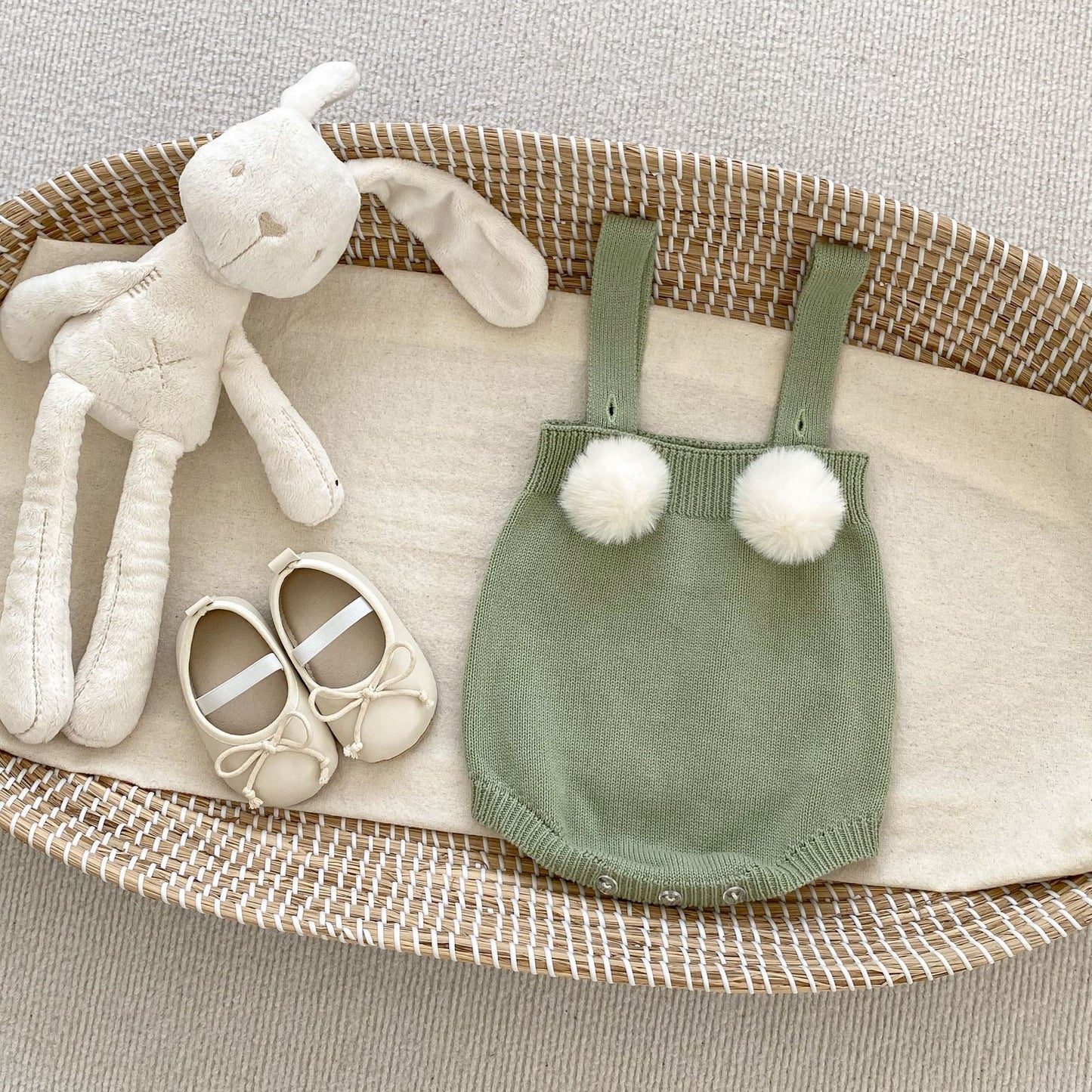 Baby Girl  Autumn Plush Ball Camisole Knitted Vest One Piece, MyKids-USA®, Baby One-Pieces, MyKids-USA - Size/Age - 66 (3-6M) - Color - Green -  -  - QQ2309151101-B