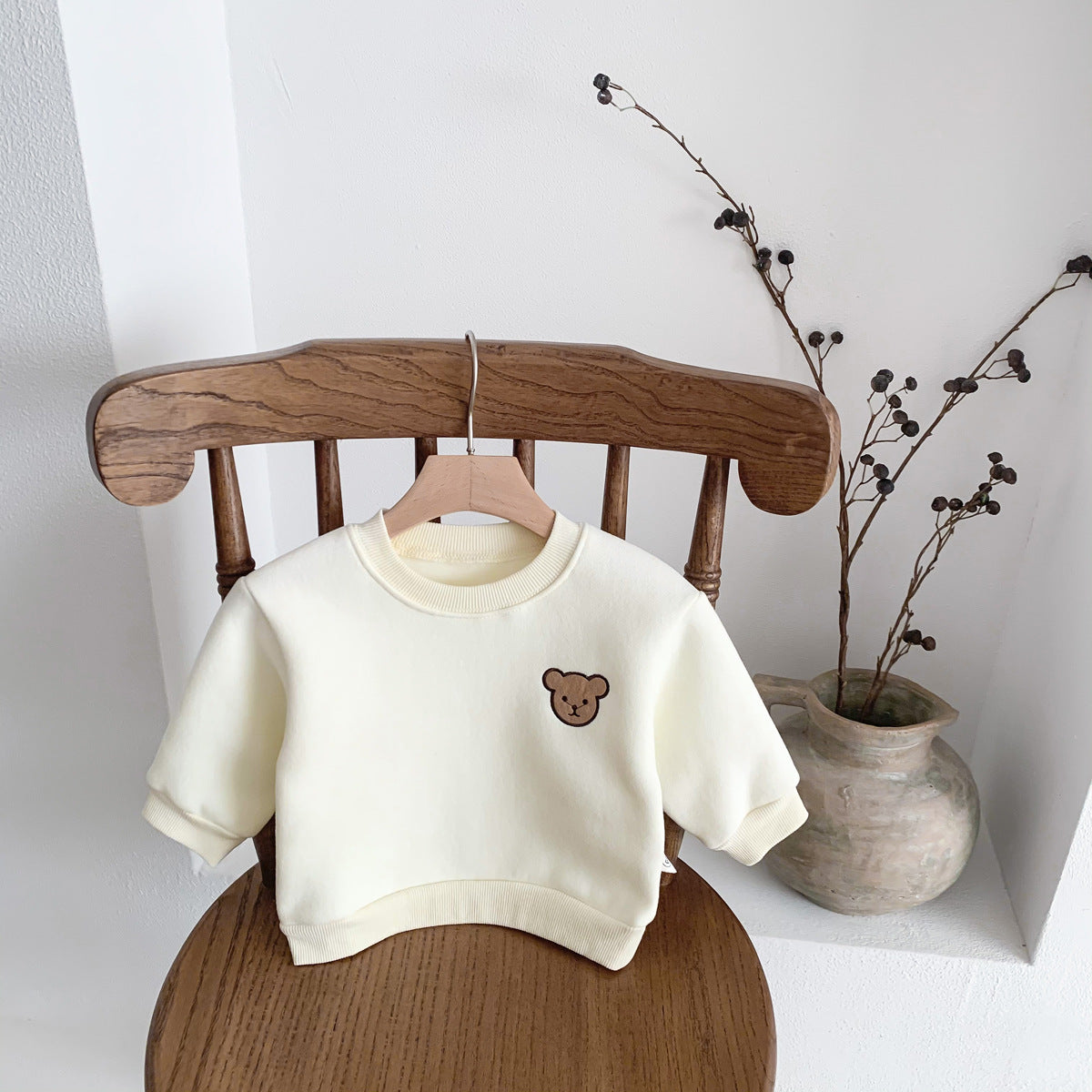 Autumn and Winter Arrival Baby Kids Unisex Long Sleeves Teddy Bear Pattern Fleece-lined Pullover, MyKids-USA®, Sweatshirts, MyKids-USA - Size/Age - 66 (3-6M) - Color - Beige -  -  - TR2511232248-A