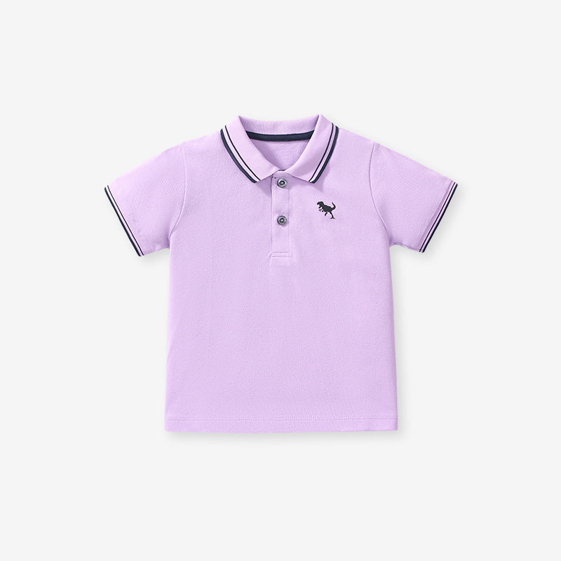 Arrival Kids Boys Dinosaur Logo Short Sleeves Polo Shirt, MyKids-USA®, Baby & Toddler Tops, MyKids-USA - Size/Age - 90 (12-24M) - Color - Purple -  -  - TR2403182356-B.