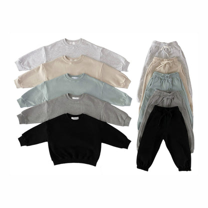MyKids-USA® Autumn Baby Unisex Long Sleeves Solid Color Pullover and Pants Clothing Set
