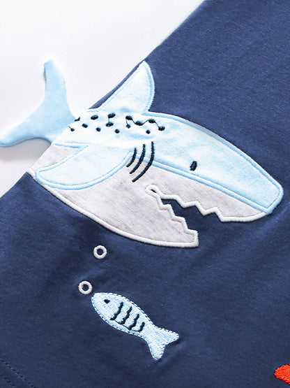 Summer Boys’ Cartoon Sharks Pattern T-shirt in European and American Style, MyKids-USA®, Baby & Toddler Tops, MyKids-USA -  -  -  -  -  -  - 