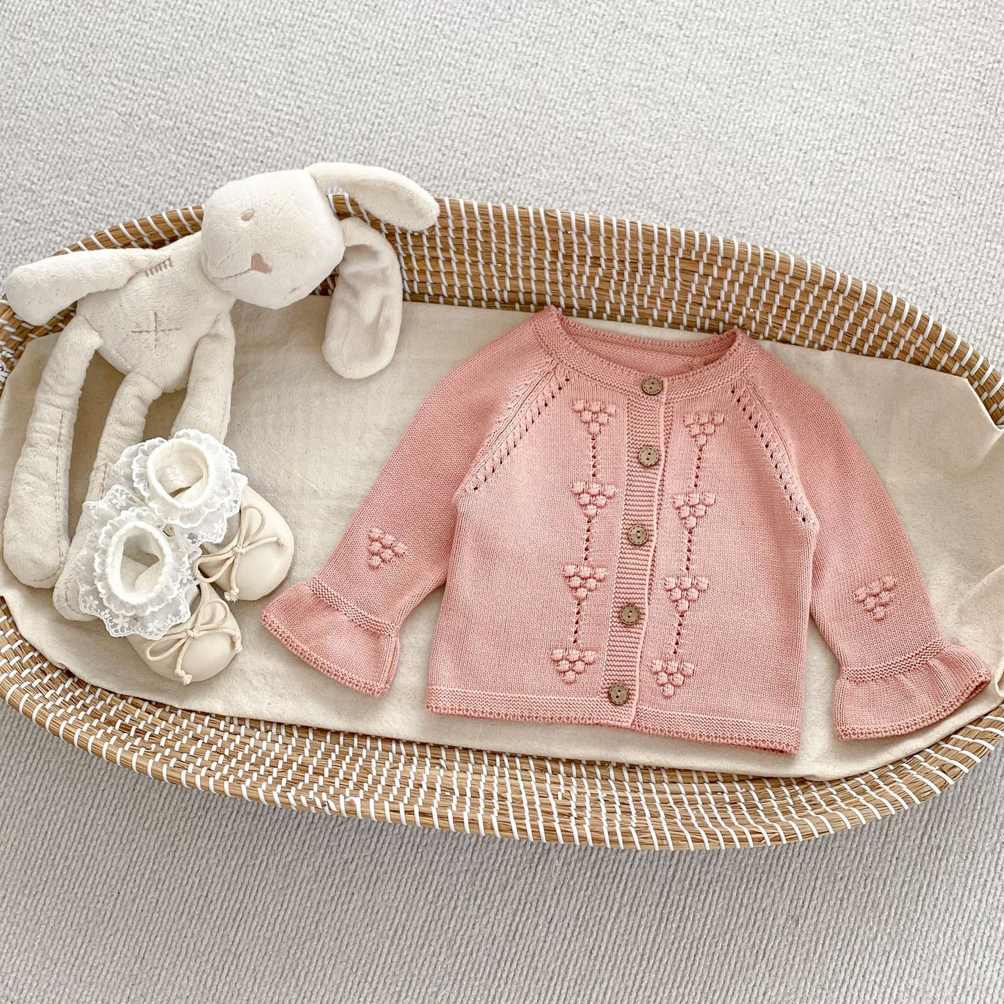 Autumn Arrival Baby Kids Girls Comfortable Solid Color Jacquard Pattern Knitted Long Sleeves Cardigan, MyKids-USA®, Baby & Toddler Outerwear, MyKids-USA - Size/Age - 66 (3-6M) - Color - Pink -  -  - TR2410071639-B