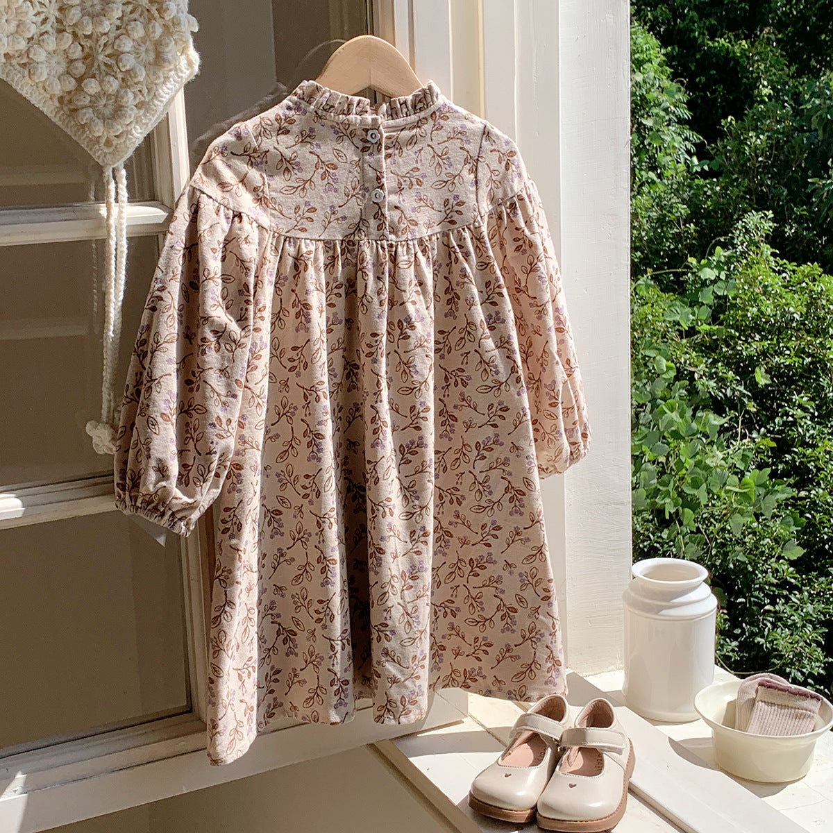 Arrival Autumn Girls Vintage Flowers Pattern Long Sleeves Ruffle Neck Dress, MyKids-USA®, Baby & Toddler Dresses, MyKids-USA -  -  -  -  -  -  - 