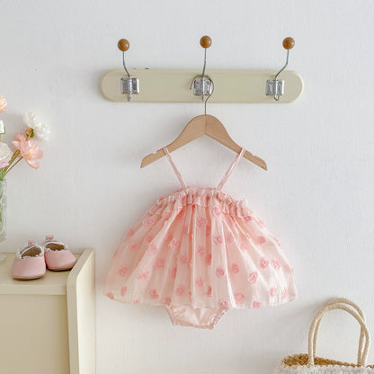 Summer Arrival Baby Girls Flowers Pattern Sleeveless Strap Onesies, MyKids-USA®, Baby One-Pieces, MyKids-USA - Size/Age - 66 (3-6M) - Color - Pink -  -  - TR2506232209-A