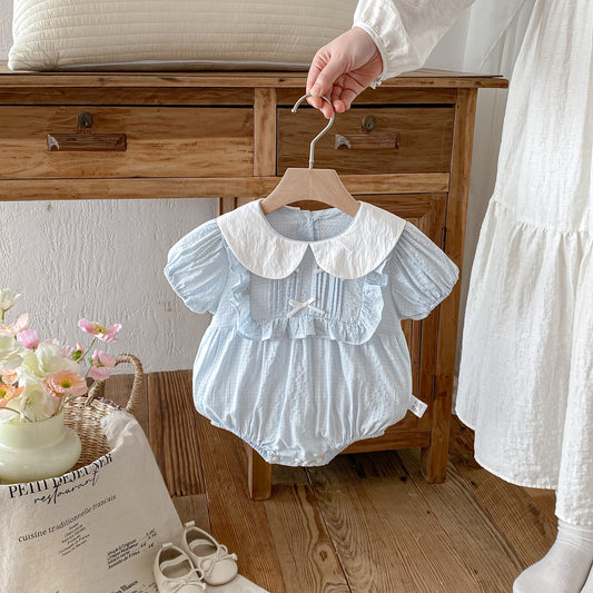 Summer Arrival Baby Girls Short Sleeves Light Plaid Pattern Bodysuit, MyKids-USA®, Bodysuits, MyKids-USA -  -  -  -  -  -  - .