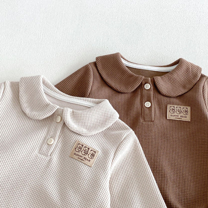 MyKids-USA® Autumn Arrival Baby Kids Girls Long Sleeves Peter Pan Collar Teddy Pattern Bodysuit