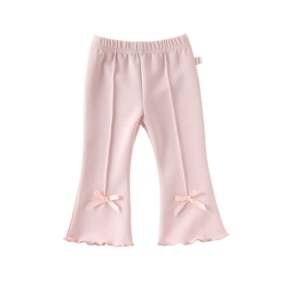 Arrival Baby Kids Girls Solid Color Butterfly-bows Decorated Flared Pants, MyKids-USA®, Baby & Toddler Bottoms, MyKids-USA - Size/Age - 73 (6-9M) - Color - Pink -  -  - TR2603032243-D.