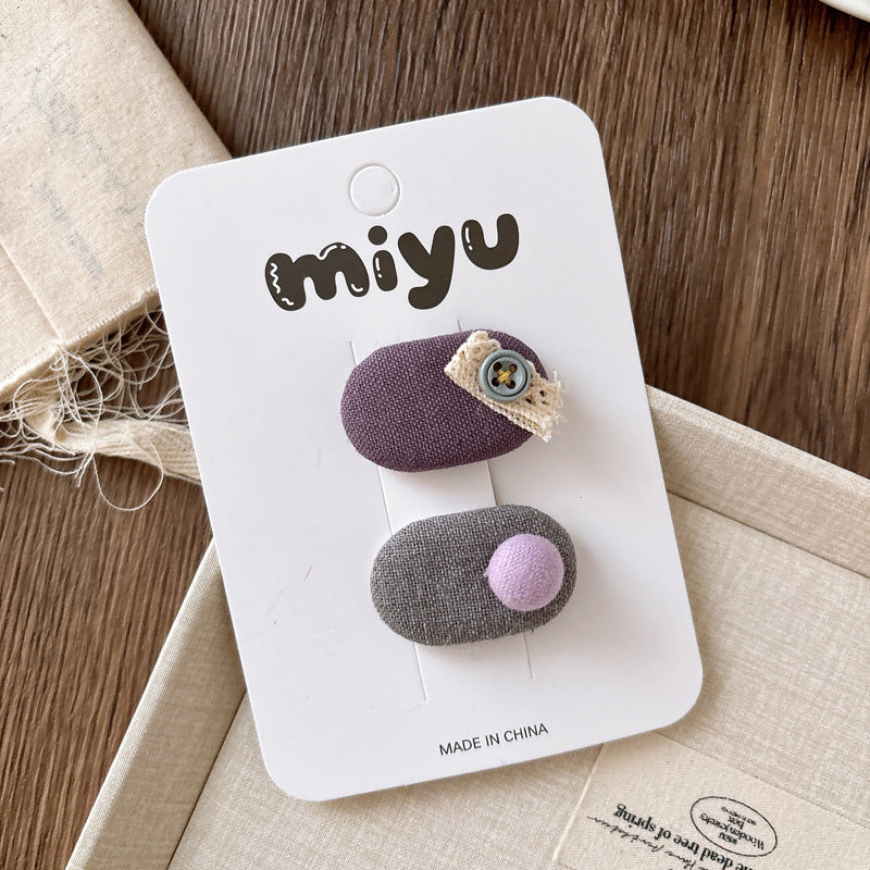 Collection of 2 Color Patchwork Cloth Design Hair Clips, MyKids-USA®, Hair Pins, Claws & Clips, MyKids-USA - Size/Age - Average Size (0-12Y） - Color - Purple -  -  - TR2603171039-D.
