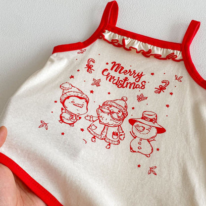 Summer and Spring Arrival Baby Unisex Long Sleeves Christmas Cartoon Bodysuit