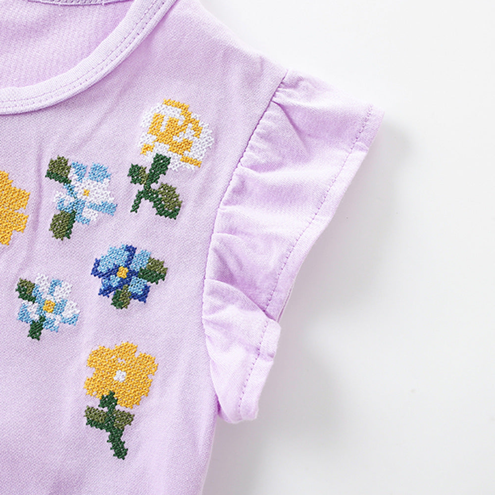 Summer Arrival Flowers Pattern Fly Sleeves Crew Neck Dress for Stylish Girls, MyKids-USA®, Baby & Children's Dresses, MyKids-USA -  -  -  -  -  -  - .