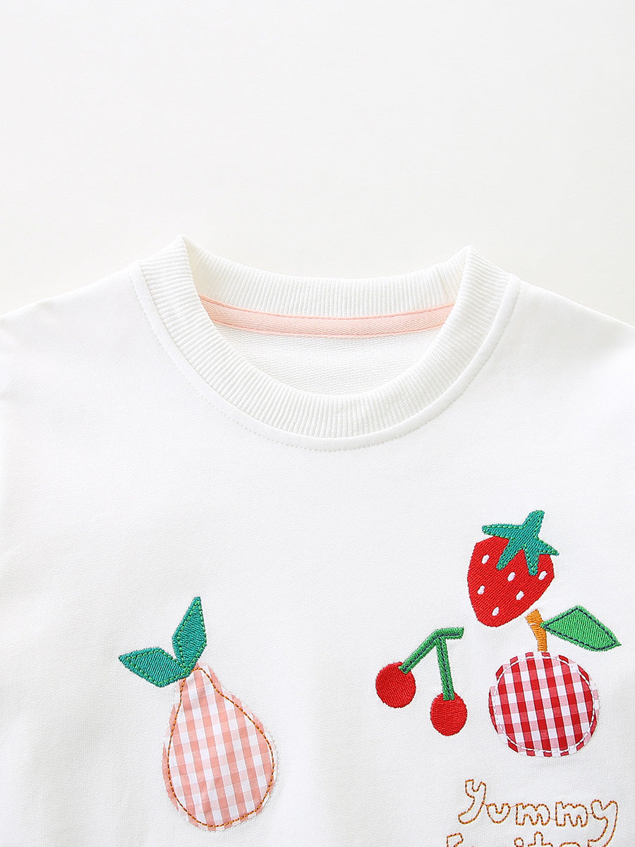 Autumn and Spring Arrival Fruits Cartoon Pattern Long Sleeves Pullover for Stylish Kids