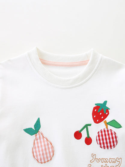 Autumn and Spring Arrival Fruits Cartoon Pattern Long Sleeves Pullover for Stylish Kids