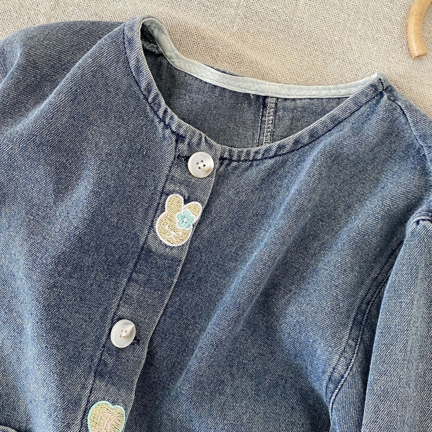 Baby Kids Girls Button Front Design Crew Neck Denim Jacket Coat, MyKids-USA®, Coats & Jackets, MyKids-USA -  -  -  -  -  -  - .