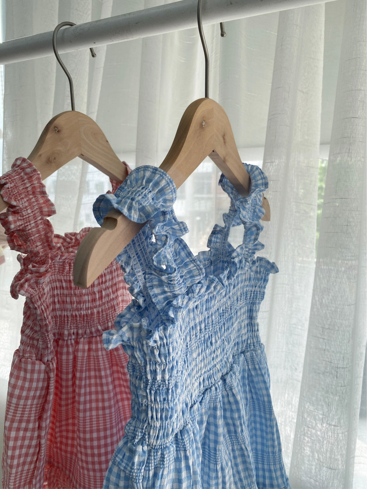 Summer Arrival Baby Girls Sleeveless Plaid Pattern Bodysuit