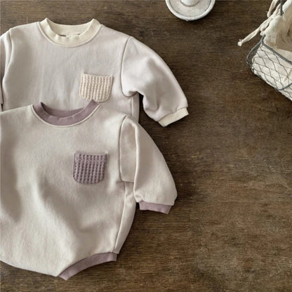 Arrival Autumn and Spring Baby Unisex Simple Color Patchwork Long Sleeves Pocketed Bodysuit, MyKids-USA®, Bodysuits, MyKids-USA -  -  -  -  -  -  - .