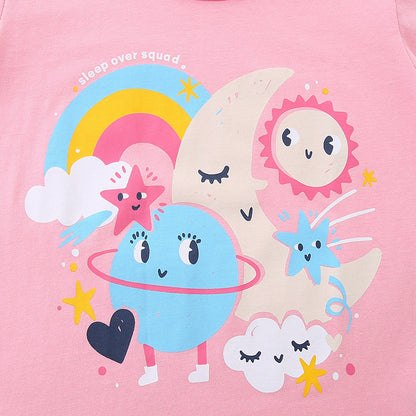Summer Girls’ Sun and Moon Cartoon Pattern T-shirt in European and American Style, MyKids-USA®, Baby & Toddler Tops, MyKids-USA -  -  -  -  -  -  - 