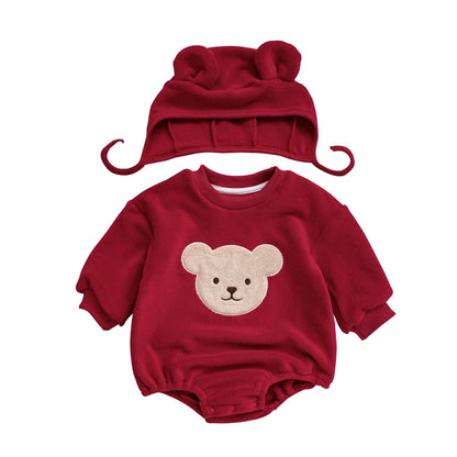 Autumn and Winter Arrival Baby Unisex Long Sleeves Casual Cartoon Pattern Warm Onesies, MyKids-USA®, Bodysuits, MyKids-USA - Size/Age - 66 (3-6M) - Color - Red -  -  - TR2511082324-B