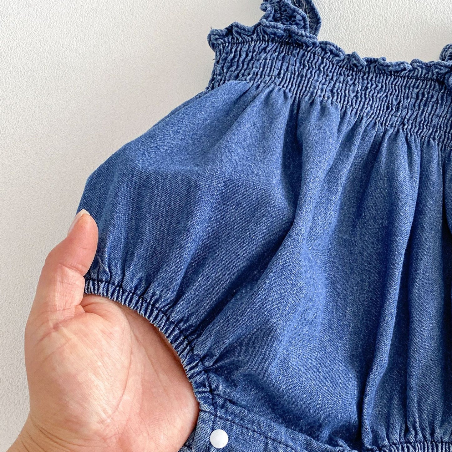 Summer Arrival Baby Girls Sleeveless Solid Color Navy Blue Strap Bodysuit