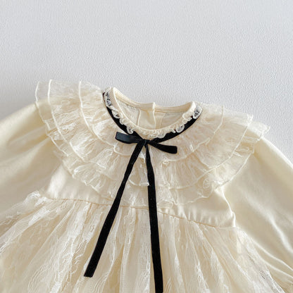 Spring Arrival Baby Girls Long Sleeves Tulle Decorated Flowers Pattern Bodysuit, MyKids-USA®, Bodysuits, MyKids-USA -  -  -  -  -  -  - .