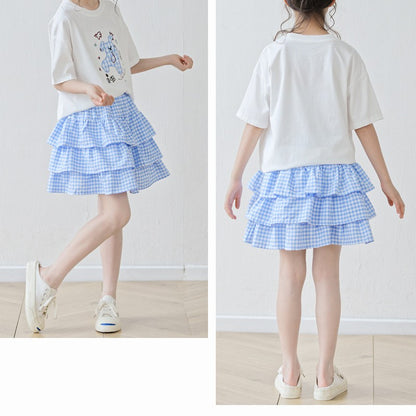 Arrival Summer Baby Kids Girls Short Sleeves Cartoon Pattern T-shirt and Plaid Skirt Sets, MyKids-USA®, Baby & Children's Outfits, MyKids-USA -  -  -  -  -  -  - .