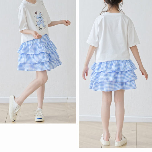 Arrival Summer Baby Kids Girls Short Sleeves Cartoon Pattern T-shirt and Plaid Skirt Sets, MyKids-USA®, Baby & Children's Outfits, MyKids-USA -  -  -  -  -  -  - .