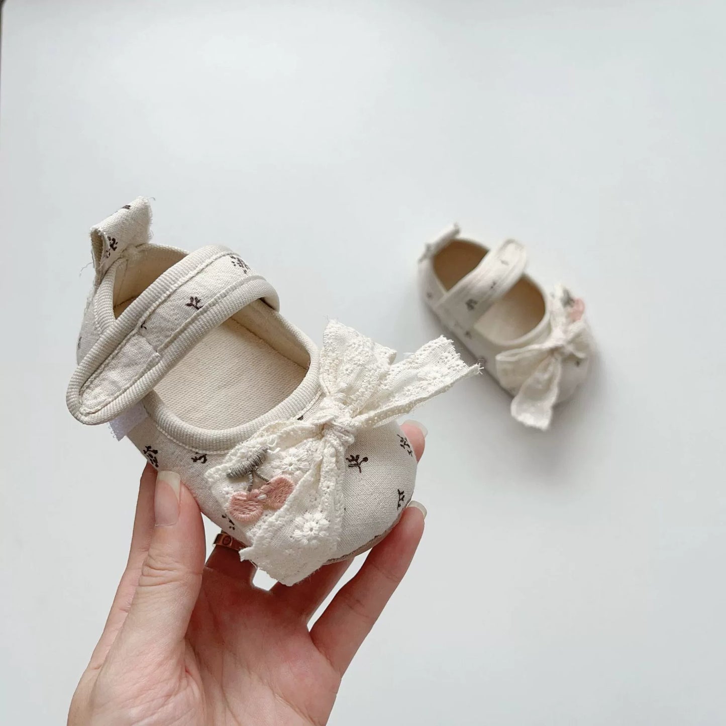 Spring and Autumn Baby Girl Fashion Floral Pattern Butterfly-bow Decorated Toddler Soft-Sole Anti-slip Walking Shoes, MyKids-USA®, First Steps & Crawlers, MyKids-USA - Size/Age - insole length 11.00 cm - Color - Beige -  -  - TR2509082318-B