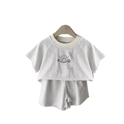 MyKids-USA® Arrival Summer Baby Kids Short Sleeves Striped T-shirt and Shorts Clothing Set