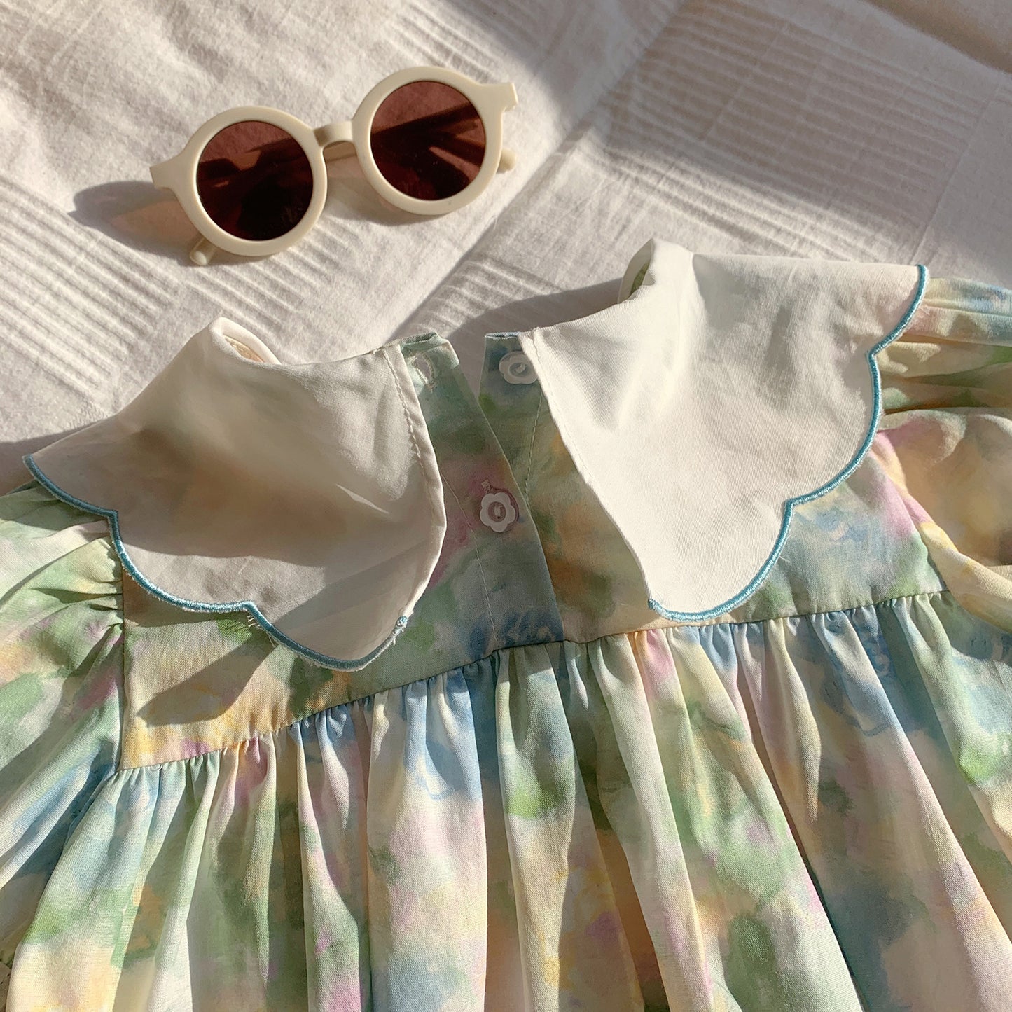 Summer Baby Kids Girls Short Sleeves Oil-Painting Flowers Pattern Dress, MyKids-USA®, Baby & Toddler Dresses, MyKids-USA -  -  -  -  -  -  - 