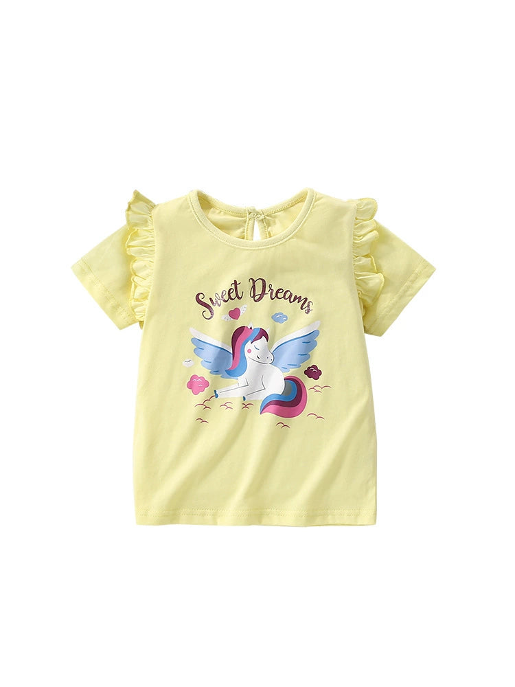 Summer Girls’ Fairy Cartoon Pattern Printed T-shirt in European and American Style, MyKids-USA®, Baby & Toddler Tops, MyKids-USA -  -  -  -  -  -  - 
