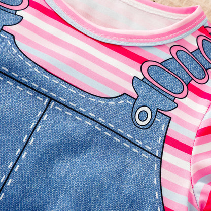 Design Summer Baby Kids Girls Short Sleeves Cartoon Pattern Rompers