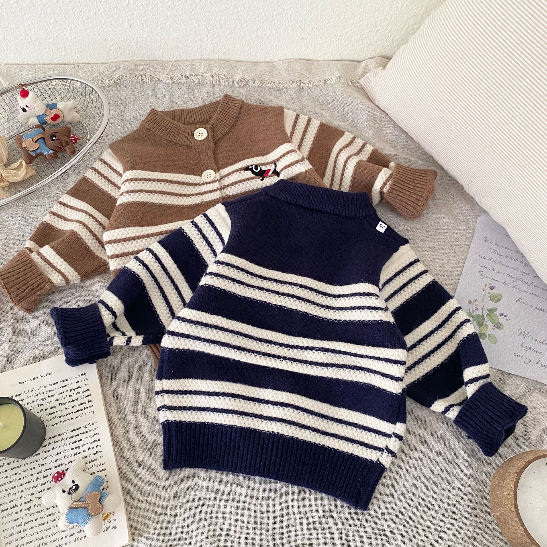 Winter and Autumn Baby Kids Unisex Striped Long Sleeves Cardigan and Pants Knitted Clothing Set, MyKids-USA®, Baby & Toddler Outfits, MyKids-USA -  -  -  -  -  -  - 