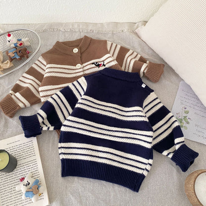 Winter and Autumn Baby Kids Unisex Striped Long Sleeves Cardigan and Pants Knitted Clothing Set, MyKids-USA®, Baby & Toddler Outfits, MyKids-USA -  -  -  -  -  -  - 