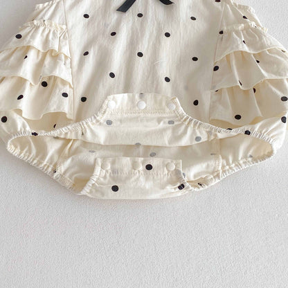 Summer Arrival Baby Girls Cute Fly Sleeves Butterfly-bow Decorated Dots Pattern Onesies, MyKids-USA®, Baby One-Pieces, MyKids-USA -  -  -  -  -  -  - 
