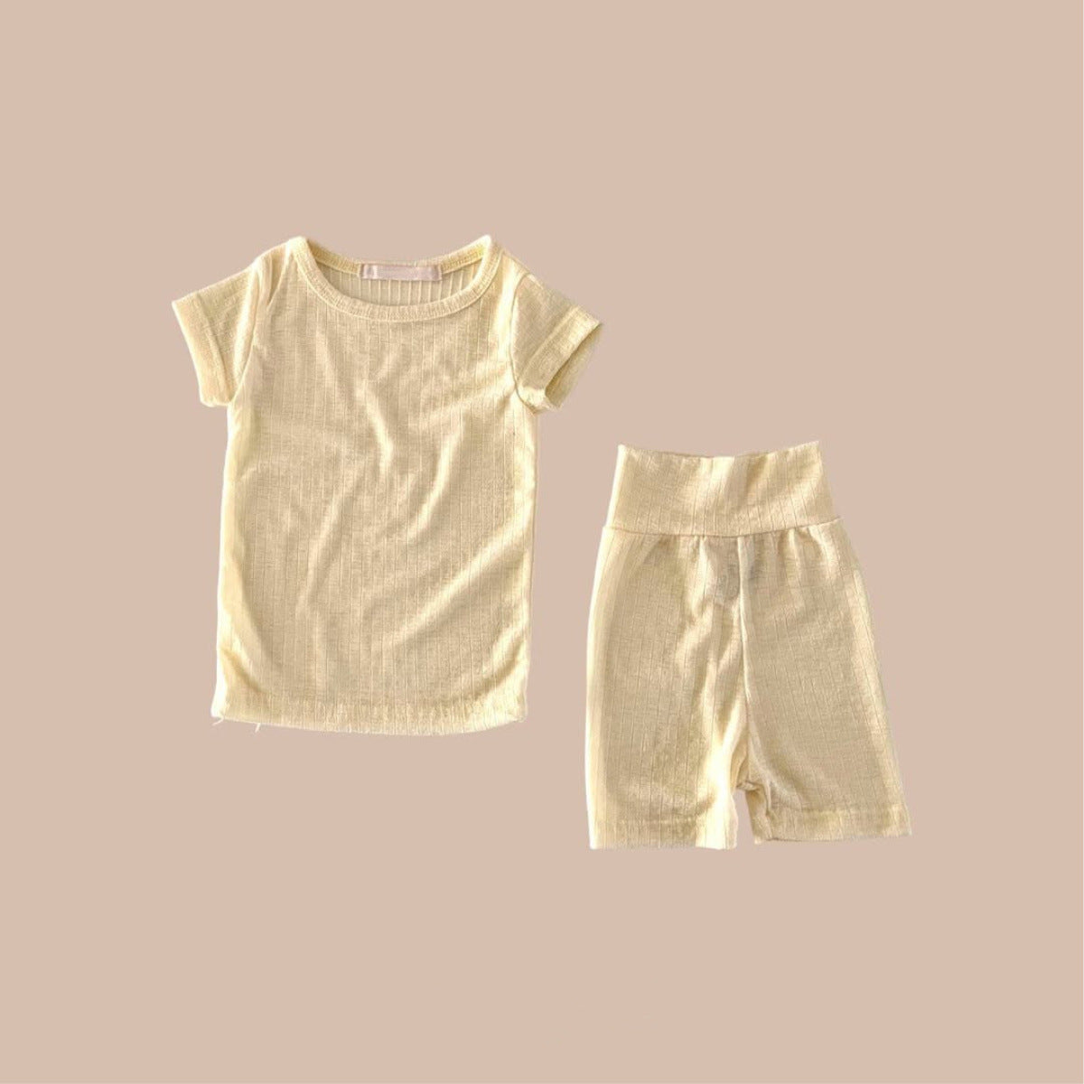 Summer Hot Selling Baby Kids Short Sleeves Plain Striped Pattern Top and Pants Casual Pajamas Clothing Set, MyKids-USA®, Baby & Toddler Outfits, MyKids-USA - Size/Age - 66 (3-6M) - Color - Yellow -  -  - TR2505182314-B