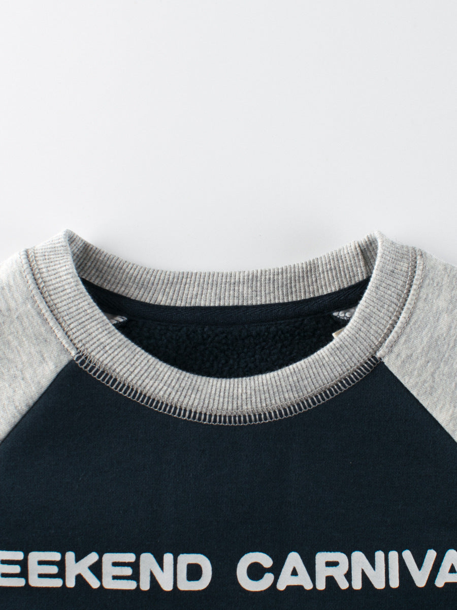 Autumn and Winter Arrival Kids Boys Letters Print Crew Neck Long Sleeves Color Patchwork Sweatshirt, MyKids-USA®, Baby & Toddler Outerwear, MyKids-USA -  -  -  -  -  -  - 