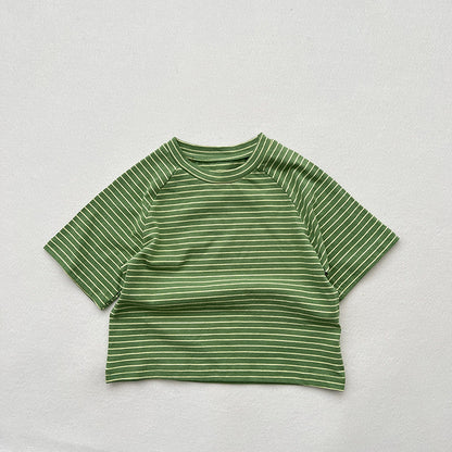Baby Striped Pattern O-Neck Soft Cotton Shirts