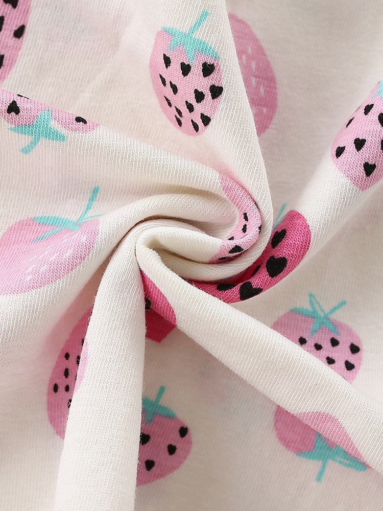 Summer Baby Kids Girls Short Sleeves Fruits Pattern Dress