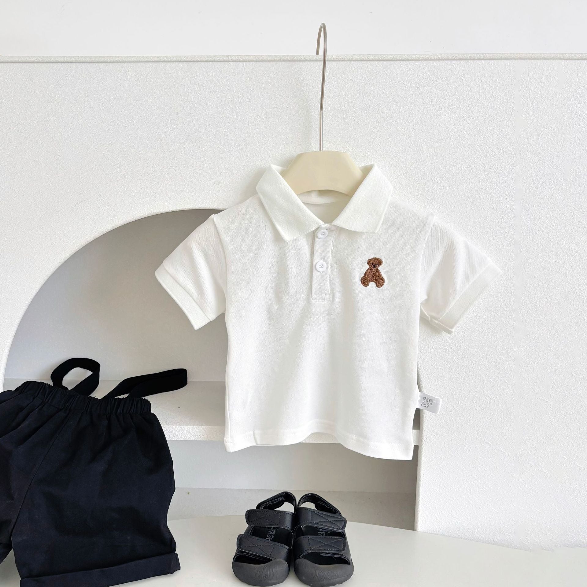 Summer Hot Selling Baby Kids Boys Sleeveless Black Strap Overalls and White Polo Shirt Clothing Set, MyKids-USA®, Baby & Toddler Outfits, MyKids-USA -  -  -  -  -  -  - 