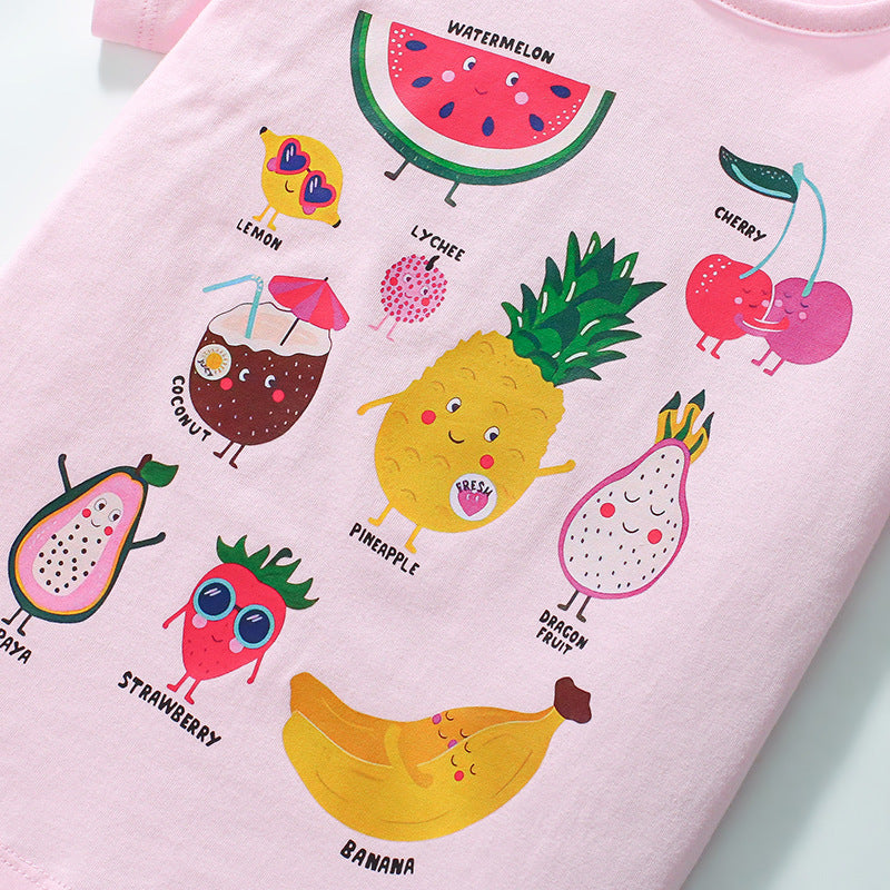 Kids’ Fruits Cartoon Pattern Short Sleeves T-shirt in European and American Style for Summer, MyKids-USA®, Baby & Toddler Tops, MyKids-USA -  -  -  -  -  -  - 