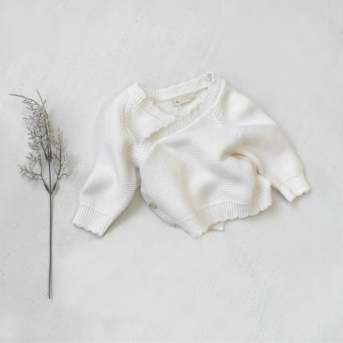 Arrival Spring and Autumn Baby Kids Unisex Solid Color White Knitted Cardigan Sweater, MyKids-USA®, Cardigans, MyKids-USA - Size/Age - 66 (3-6M) - Color - White -  -  - TR2601102113-A.