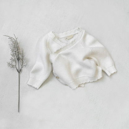 Arrival Spring and Autumn Baby Kids Unisex Solid Color White Knitted Cardigan Sweater, MyKids-USA®, Cardigans, MyKids-USA - Size/Age - 66 (3-6M) - Color - White -  -  - TR2601102113-A.
