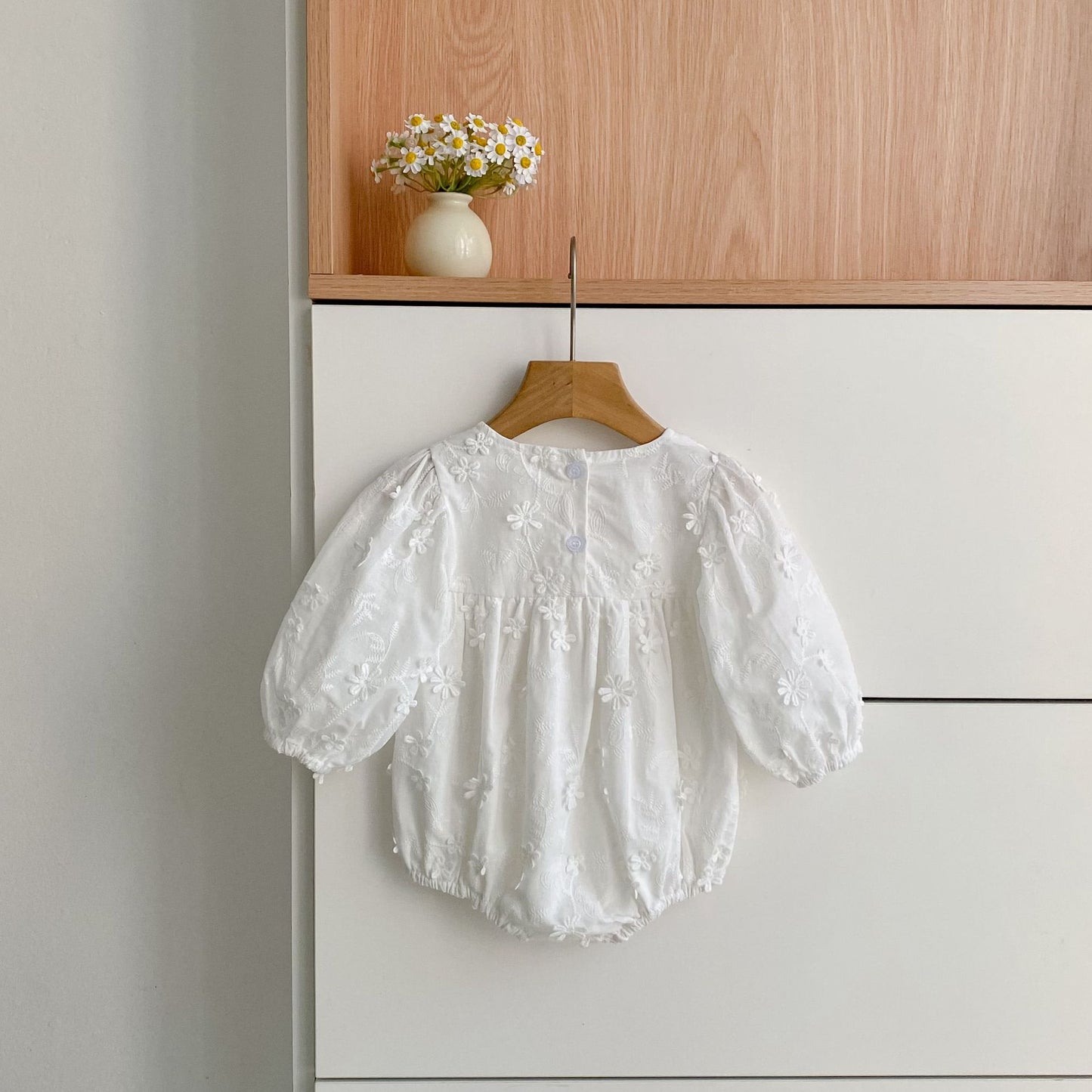 Arrival Spring and Autumn Flowers Pattern Baby Kids Girls Solid Color Onesies and Dress – Princess Sister Matching Set