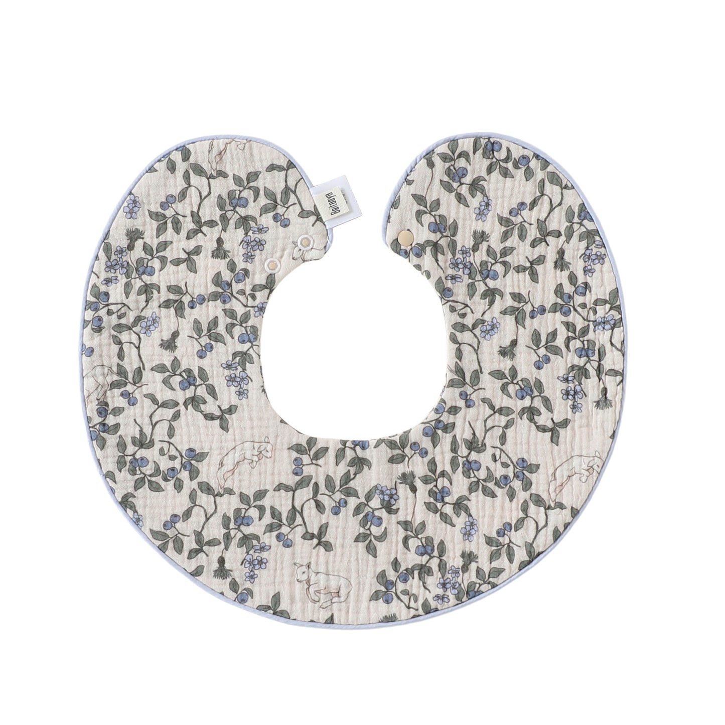 Adorable Vintage Floral Pattern Snap-on Round Shaped Bib, MyKids-USA®, Bibs, MyKids-USA - Size/Age - S (0-1Y) - Color - Light Blue -  -  - TR2605202212-C.