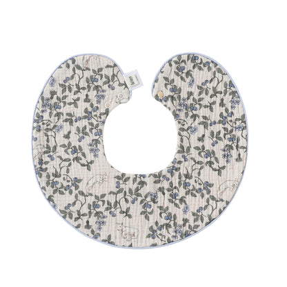 Adorable Vintage Floral Pattern Snap-on Round Shaped Bib, MyKids-USA®, Bibs, MyKids-USA - Size/Age - S (0-1Y) - Color - Light Blue -  -  - TR2605202212-C.