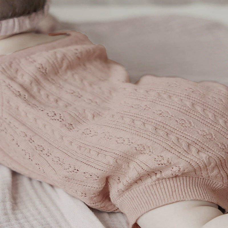 Summer Arrival Baby Sleeveless Hollow-out Pattern Knitted Bodysuit
