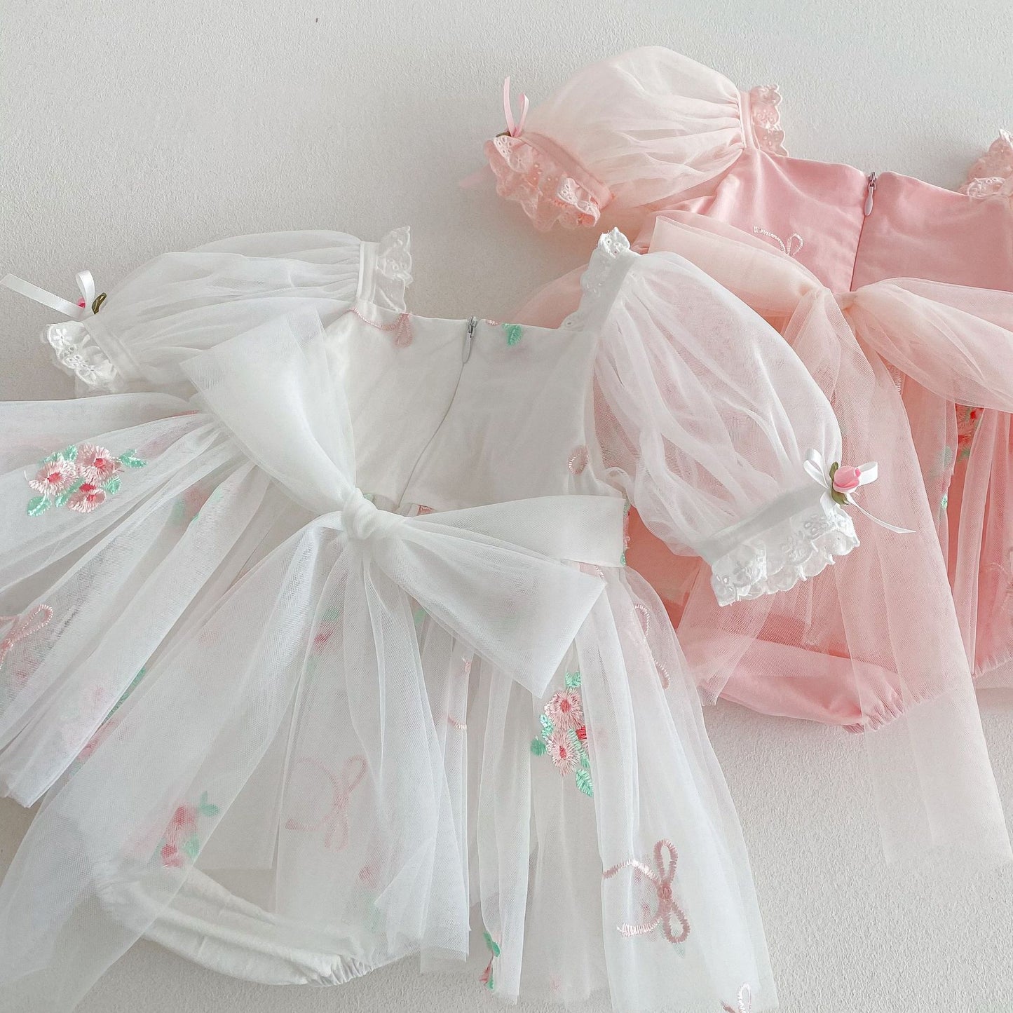 Summer Arrival Baby Girls Flowers Embroidered Tulle Design Short Sleeves Onesies, MyKids-USA®, Baby One-Pieces, MyKids-USA -  -  -  -  -  -  - 