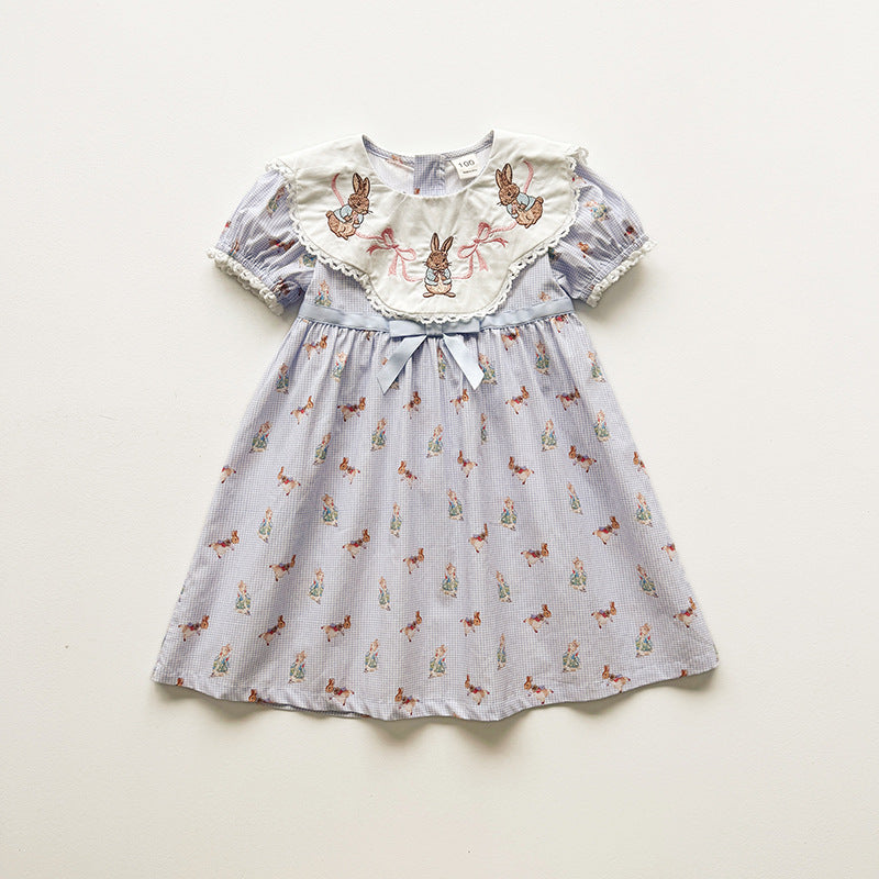 Summer Arrival Baby Girls Short Sleeves Animals Cartoon Pattern Dress, MyKids-USA®, Baby & Children's Dresses, MyKids-USA - Size/Age - 90 (12-24M) - Color - Blue -  -  - TR2604222349-A.